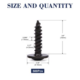 #8 x 3/4" Wood Screw 500Pcs Alloy Steel Standard Thread Truss Head Fast Self Tapping Black Oxide by SG TZH
