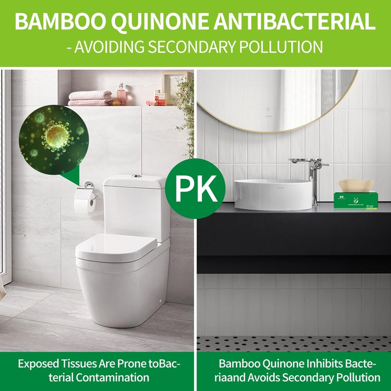 QingYa Unbleached Bamboo Facial Tissues - 12 Boxes of 100%