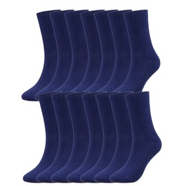 T.H.L.S Calcetines unisex para niñas y niños pequeños, uniforme escolar, sin costuras, color negro, blanco, azul marino, paquete de 6, Azul marino, 8