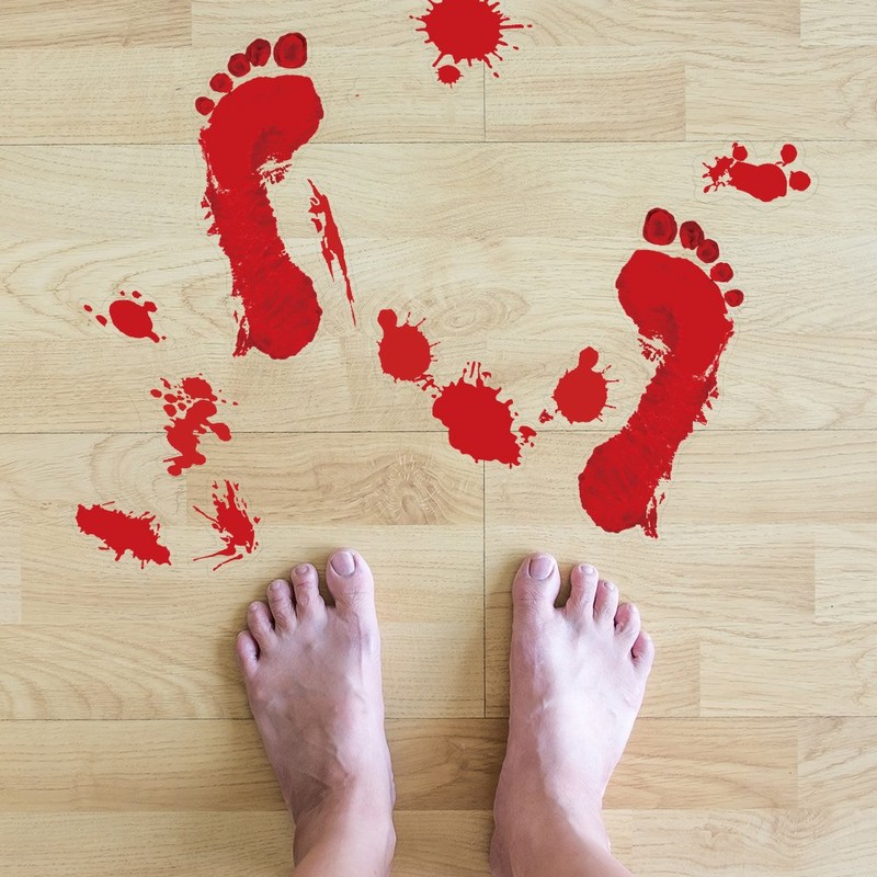 KUUQA 4 Pcs Footprint Clings Horror PVC Stickers for Halloween