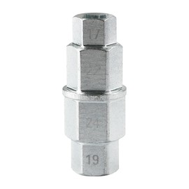 Lotsdonxia Tire Hex Shaft, Recessed Quad Sleeve, 4-in-1 Steel Front Wheel Spindle Removal 17mm, 19mm, 22mm, 24mm Repair Tool for Motorcycles (Silver)
