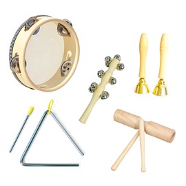 Laroal Wooden Percussion Instruments 5-Piece Set - Early Music Enlightenment Rhythm Set With Storage Bag Educational Toddler Music Gift For Boys And Girls