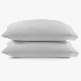 CROSCILL Egyptian Cotton Pillowcases Luxuriously Soft 500TC 2 Piece Set Cotton Pillowcases, Single Line Baratta Stitch Accent, All Seasons 100% Certified Egyptian Cotton Pillow Cover, Standard Grey