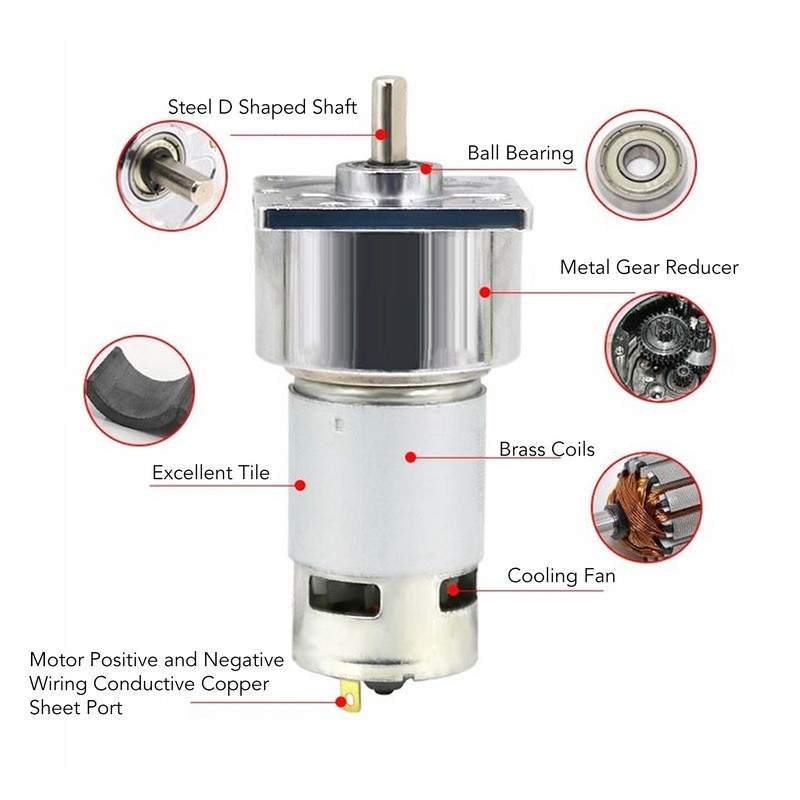 DC Geared Motor Self Locking Aluminum Alloy Shell Brass Coil