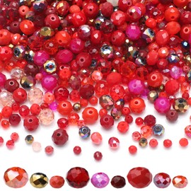 KINGSHINE Briolette Faceted Rondelle Crystal Glass Beads for Jewelry Making-Wholesale Mix Lot 4/6/8mm DIY Crafts Spacer Beads with Container Box(1000pcs)