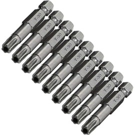 XMHF 10 Piece 50mm Long 1/4 Inch Hex Shank T30 Torx Head Magnetic Screw Driver Bit Set Security Tamper Proof Star 6 Point Screwdriver Kit Tools