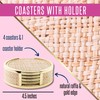 Lilly Pulitzer Gold and Raffia Coasters for Drinks with Holder,