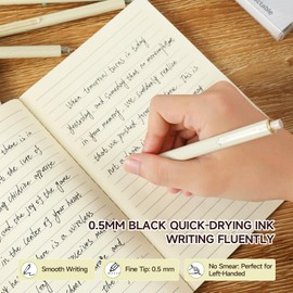 RIANCY Gel Pens, 6 Pcs 0.5mm Black Ink Pens Fine Point Aesthetic Pens Smooth Writing Pen Cute Office School Supplies Gifts for Women Men