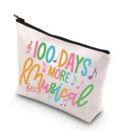 WCGXKO Music Gift Music Teacher Gift Teach Tiny Musicians Gift 100 Days More Musical Zipper Pouch Makeup Bag (More Musical CA)