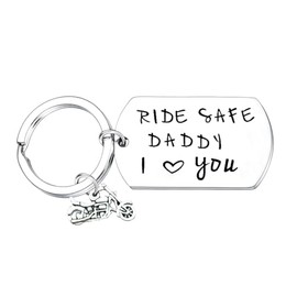 Nfyxcaz Biker Gifts Ride Safe Keychain Motorcycle Keychain Father's Day Gifts New Driver Keychain for Daddy from Daughter Son Christmas Birthday Gifts for Dad