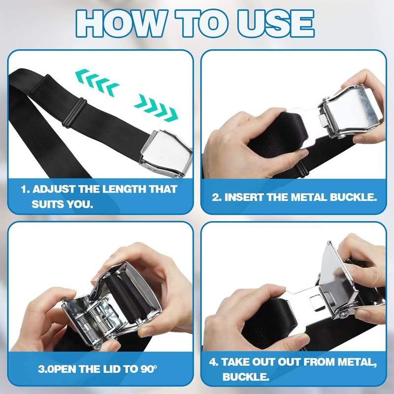 KUBDPQOR Superior Aircraft Seatbelt Extender - Adjustable Seat Belt Extender