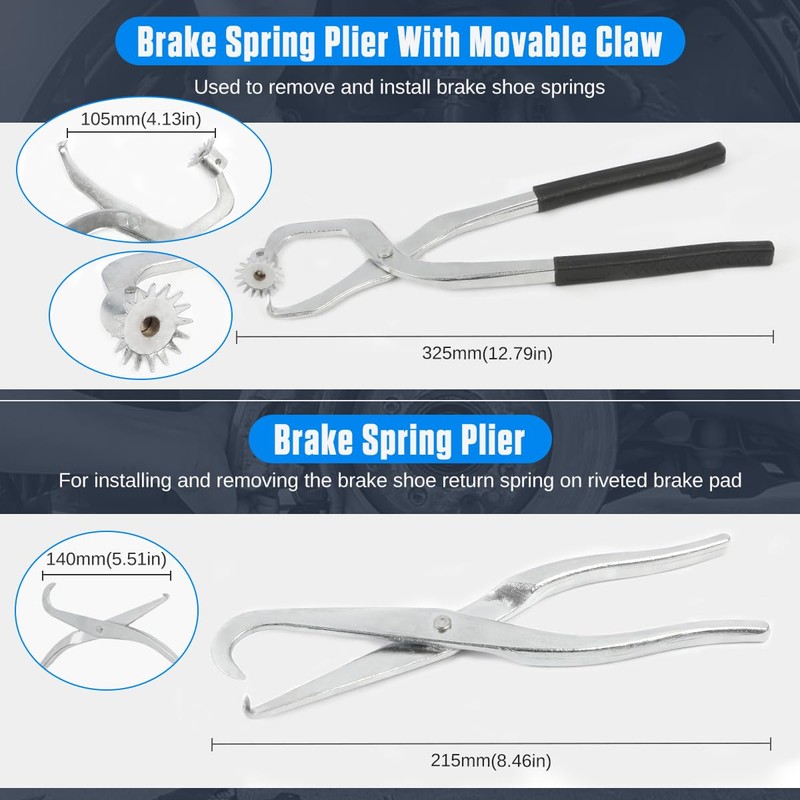 Brake Tools 15PC Drum & Disc Brake Tool Kit Labor-saving