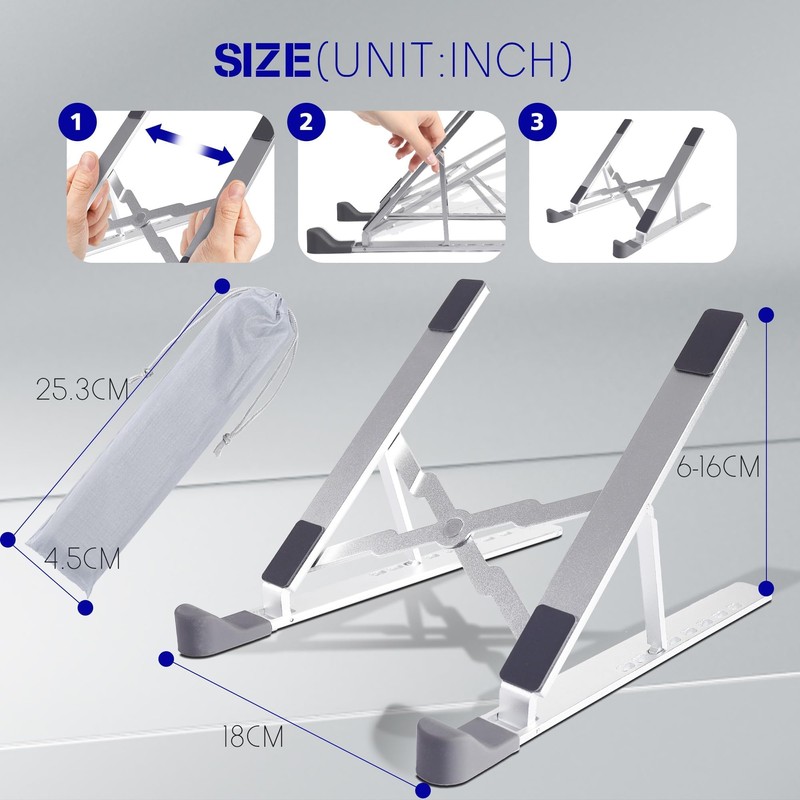 POWERSUP Laptop Stand for Desk, Adjustable Laptop Stand with 8