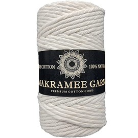 Generic Macrame Yarn, Cotton Yarn Cord, 100 Natural Cotton Cord, Perfect for Crafts, DIY, Crafts and Knitting. 100 Natural Cotton Yarns, Thick Macrame Cord, Natural,