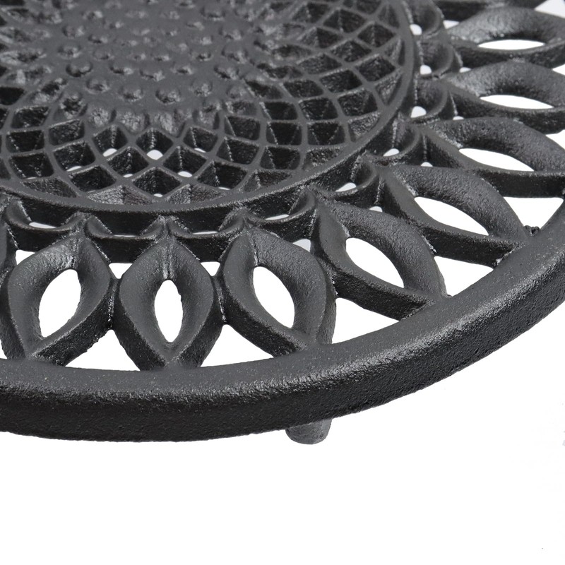 Antrader Cast Iron Trivet,Sunflower Style Racks Stands with Pegs, Rustproof