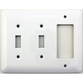 Mulberry Princess Style White Three Gang Combination Switch Plate - Two Toggle Light Switch Openings One GFI/Rocker Opening