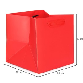 IN JOOYAA - Sacchetti regalo di carta, 10 pezzi, quadrati, con manico, 20 x 20 x 20 x 20 cm, colore: Rosso