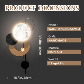 Large Metal Wall Decor with Light Modern Metal Wall Art Voice Controlled Luminescence3D Wall Sculptures Wall Hanging Decoration for Living Room Dinning Room Entryway Kitchen Office (19L“x39"W-Light)