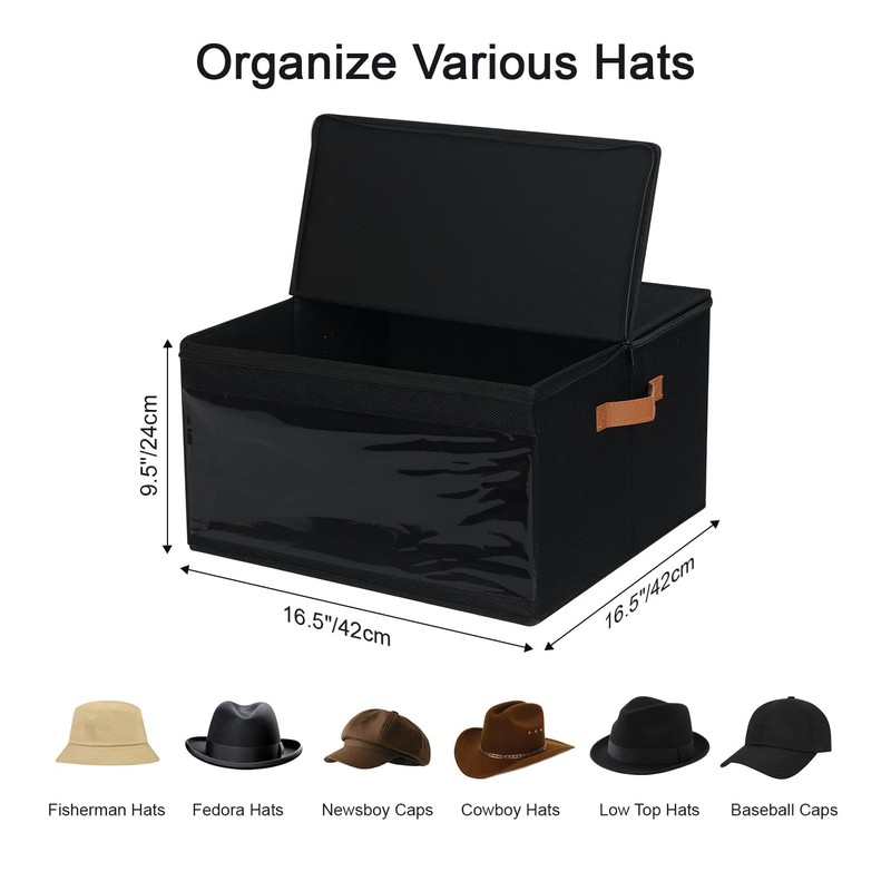 LOVSTORAGE Large Hat Storage Box for Women & Men, Stackable