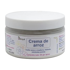 Crema facial de arroz. Suaviza arrugas y manchas. Hidratante, nutritiva, antioxidante. Uso día y noche, Ingredientes de origen natural