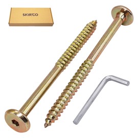 SKIR'CO (Pack of 30) Yellow Zinc Plated Wood Joining Screws 6.5 x 90mm Furniture Connecting Screws Flat Head
