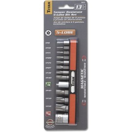 Titan 16137 13-Piece Tamper Resistant 5-Lobe Star Bit Set