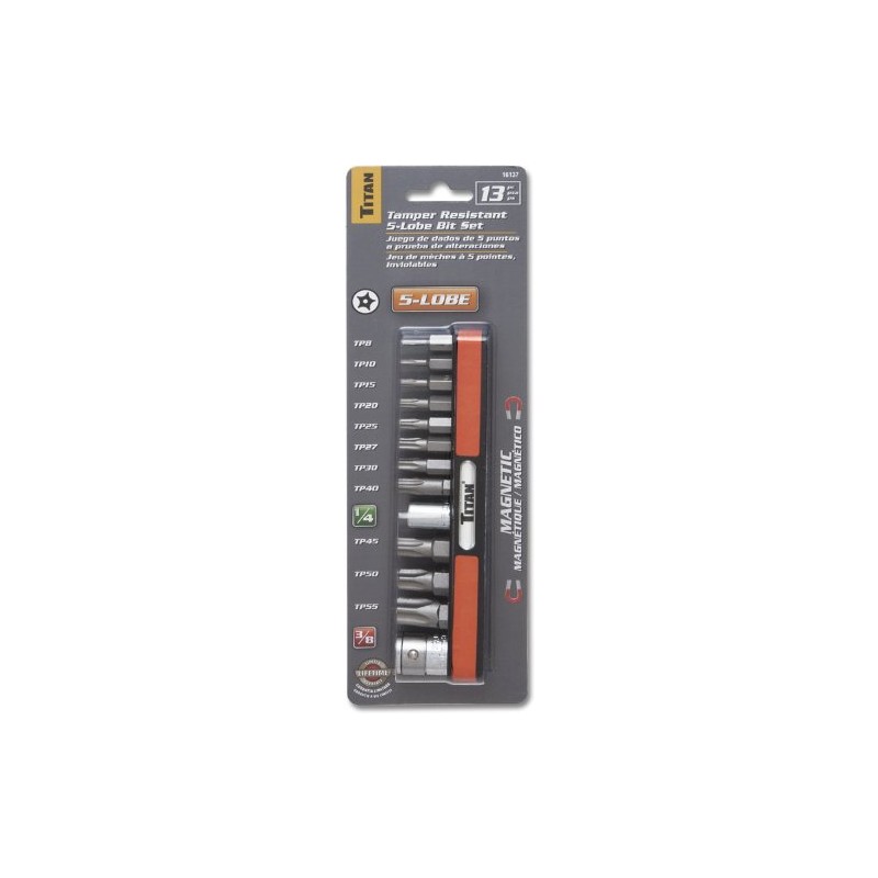 Titan 16137 13-Piece Tamper Resistant 5-Lobe Star Bit Set