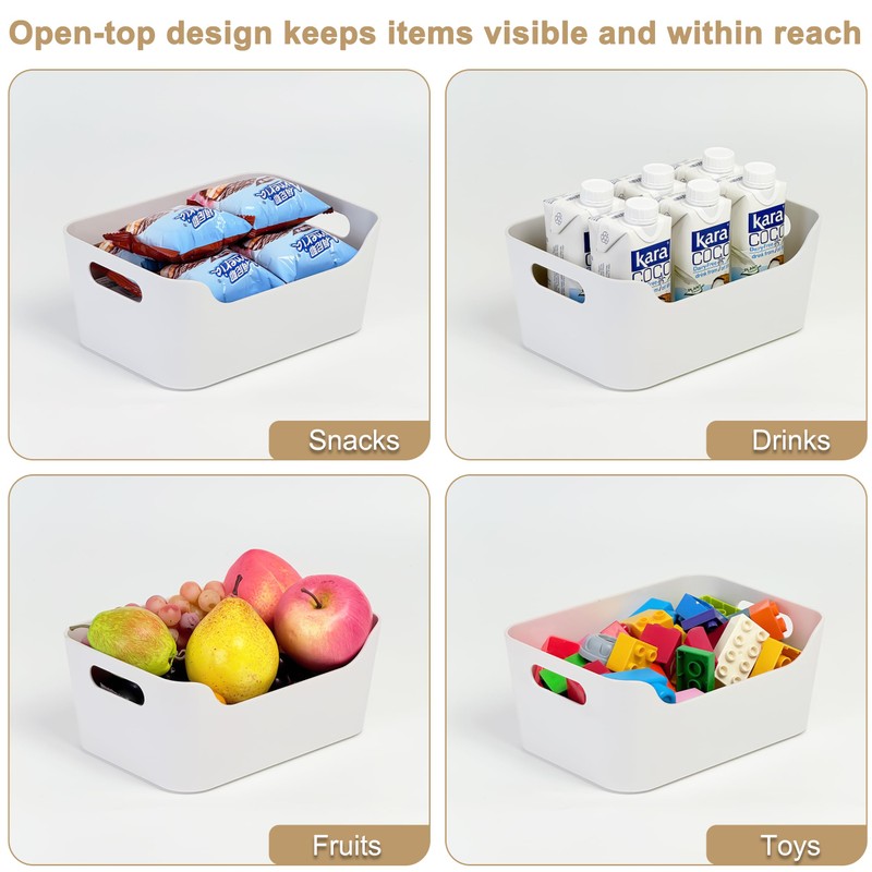 Small Plastic Storage Basket with Handles, Durable Organizer Bin, Open-Top