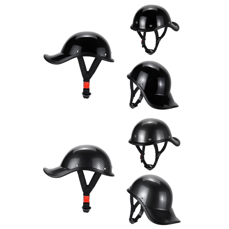 Retro Motorcycle Half Helmet with Adjustable Nylon Chin Strap Scoop