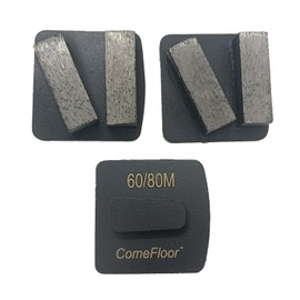 Redi-Lock Concrete Floor Preparation Disc, Diamond Metal Grinding Shoes, Double Bar Segs Compatible for Husqvarna Grinder, 60/80 Grit Medium Bond, 3PCS