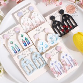 Puocaon Gothic Window Polymer Clay Cutters - 10 Pcs Gothic Style Clay Earrings Making Kit Cathedral Window Stud Cutters for Earrings Jewelry Making
