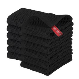 Elegant Comfort 100% Turkish Cotton 12-Pack Waffle Premium Kitchen Towels - Quick Drying and Super Absorbent Kitchen Dishcloth Towels, Ultra Soft Multi-Purpose Cleaning Towels, 13 x 13, Black