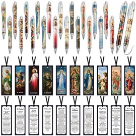 40 Pcs Catholic Bible Gifts Set Christian Gifts Bulk Christmas Nativity Bookmark Bible Verse Ballpoint Pen Set Devotional Prayer Bookmark for Women Men Motivational Christian Gifts School Supplies
