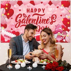 GERMISHUYS Galentine's Day Backdrop, Happy Galentine's Day Banner Red Heart Galentine's Day Background Banner for Photography, Galentines Day Party Decorations Supplies