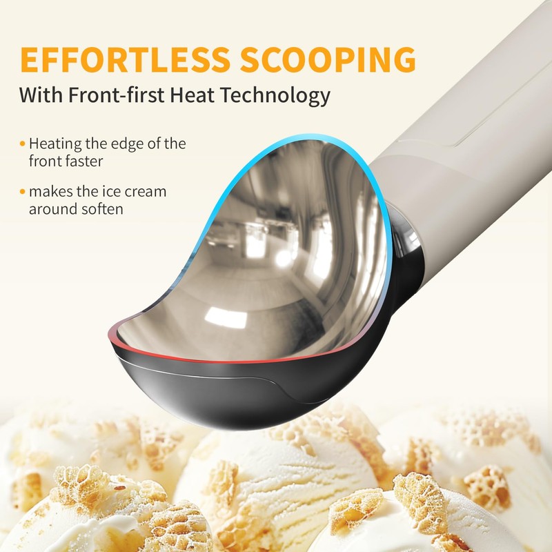 Heated Ice Cream Scoop, Rechargeable Electric Scooper for Hard IceCream,