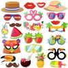 32pcs Hawaiian Luau Photo Booth Props,Tropical Themed Photo Booth Kit