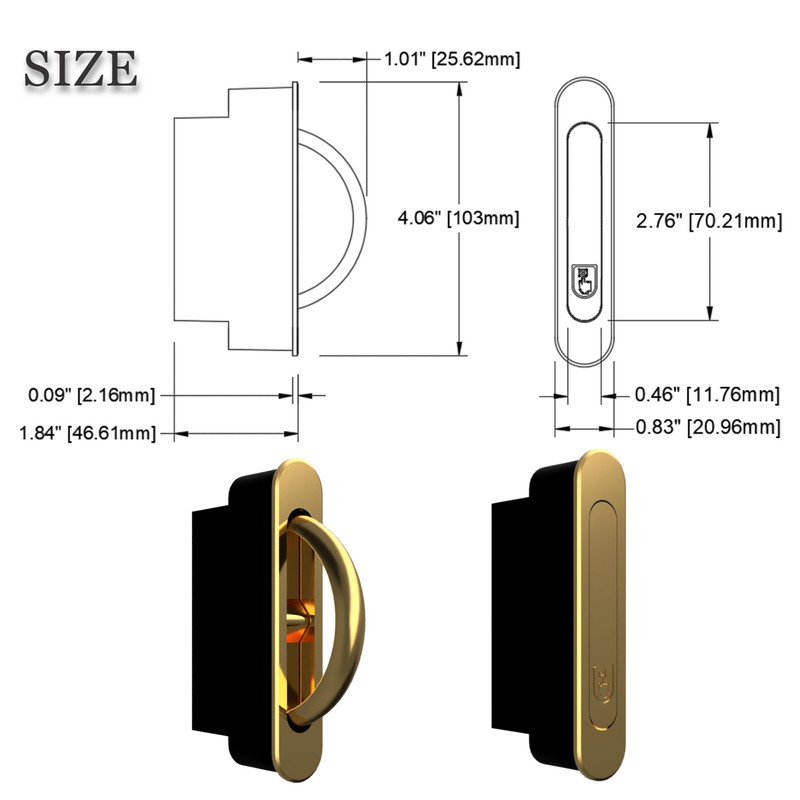 AlloyTech Pocket Door Pull Swivel Handle with Concealed Hardware and