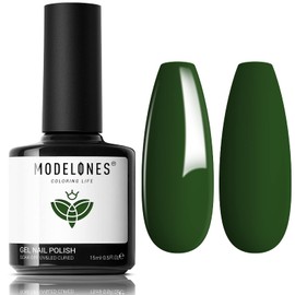 modelones Gel Nail Polish, 1 Pcs 15ML Emerald Dark Green Color Gel Polish Soak Off LED Nail Polish Gel Professional Salon Manicure Home DIY, 0.5 Fl Ounce