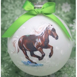 H563 Hand-made Christmas Ornament - horse Shetland miniature pony gallop flaxen