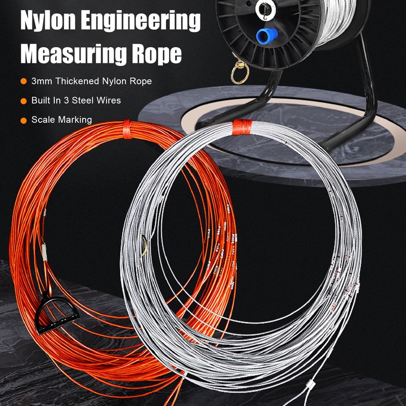 Deep Well Measuring Rope, 328.1ft 100M Nylon Depth Gauge Tape,