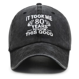 LAMIVEENLA Baseball Cap Birthday Gifts for Men Women 80th - Embroidered Vintage Baseball Cap Gift Black