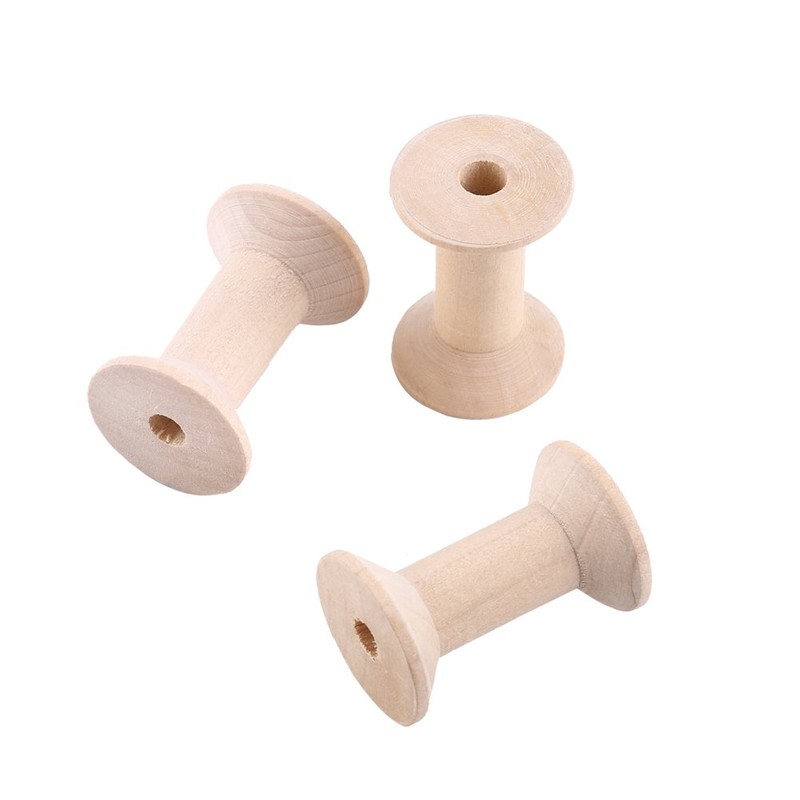 10 Pcs Unfinished Wooden Spools, Empty Thread Spools for Thread