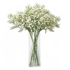 DUYONE Babys Breath Artificial Flowers,30pcs Gypsophila Bouquets Real Touch 20" Long Stem Flowers for Wedding Home Garden DIY Decoration (White 30pcs)