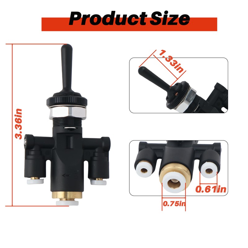 818-0007-000 Air Window Toggle Valve Switch 1/4 Compatible with Peterbilt