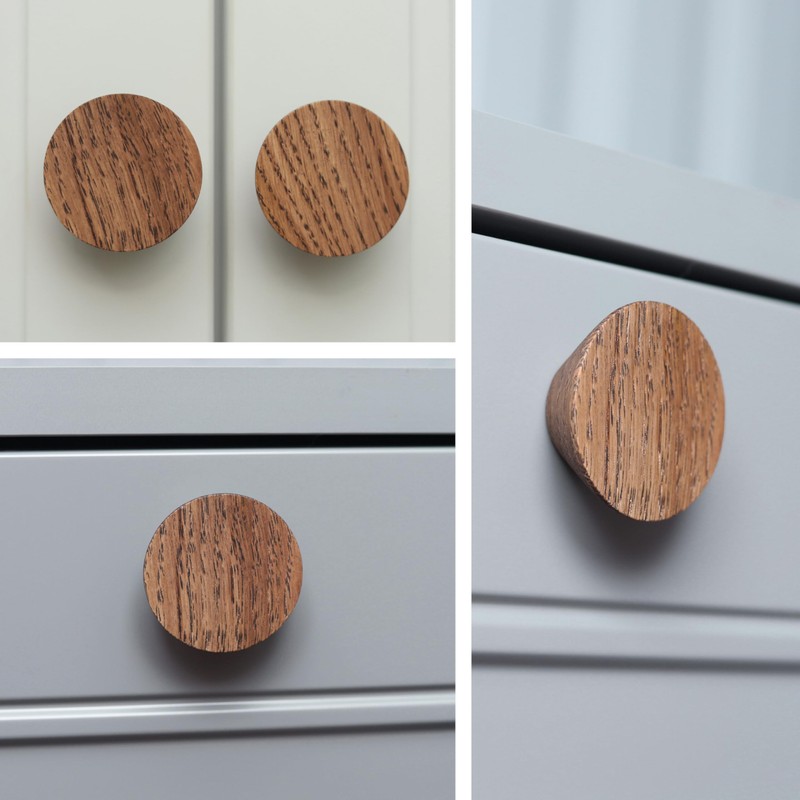 12 Pack Wood Cone Cabinet Knobs (Brown) - 4,1cm Diameter