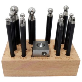 BENCH WIZARD 14 Piece Jewelers Doming Block Dapping Punch Set | Heavy Duty Stainless Steel Construction | Great for Jewelry Making & Metalworking