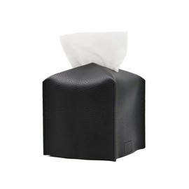 1 x Black Tissue Box Cover Square PU Leather Tissue Box Modern Tissue Holder Organizer for Bathroom Bedside Office