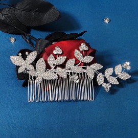 Rumtock Sparkle Butterfly Leaves Rhinestones Silver Hair Comb for Wedding Brides Vintage Boho Aolly Crystal Hair Piece Jewelry