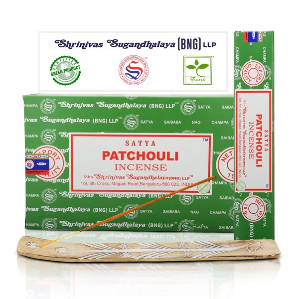 Satya Patchouli Incense Sticks, Satya Bng (Bangalore) Insenses 15gmx12 Pack