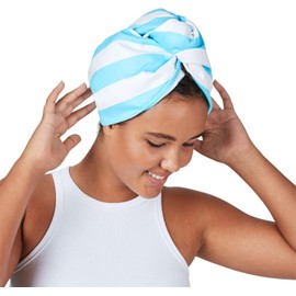 Dock & Bay - Toalla de pelo turbante para el hogar y la playa, súper absorbente, de secado rápido, color azul Tulum, talla única